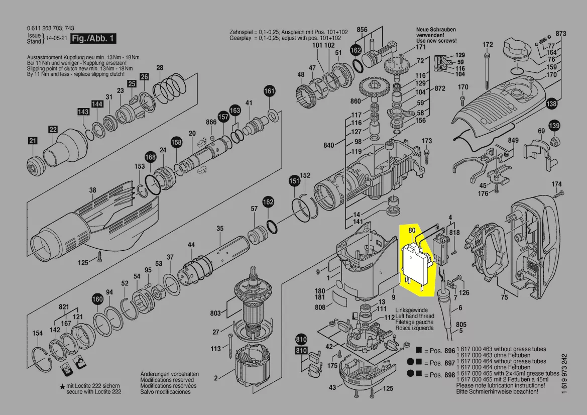 Régulateur de vitesse pour GBH 7 DE / GBH 7-45 DE / GBH 7-46 DE